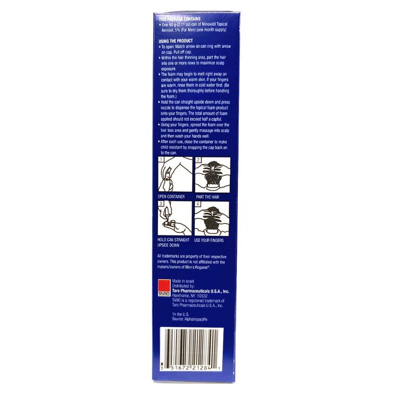 Minoxidil Topical Aerosol Foam, 5%, Hair Regrowth 3 Months Treatment for Men, 2.11 oz (3 Pack)