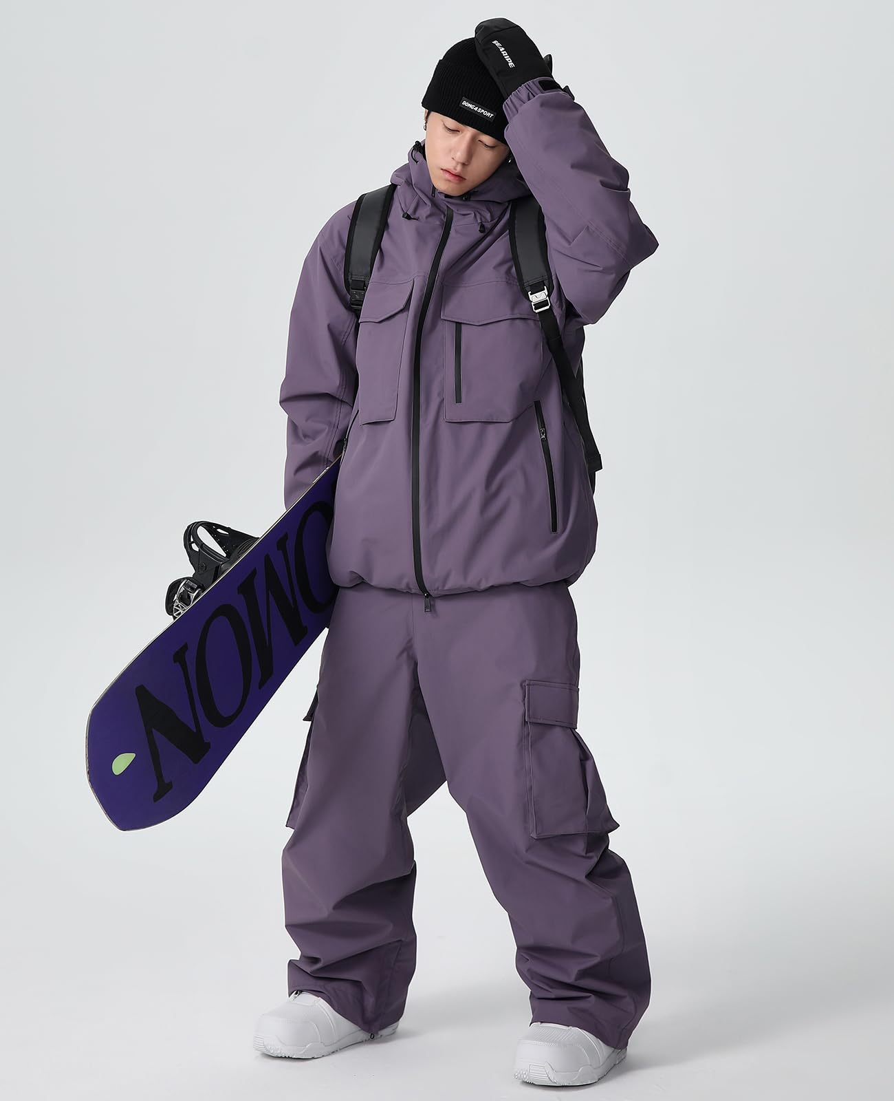 Women's Snow Snowboard Suits Baggy Men's Ski Jacket and Pants Set Insulated Snowsuits Waterproof Winter(Purple,S)