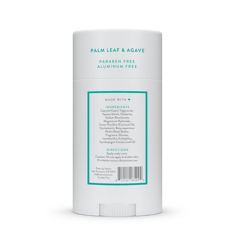 Native Deodorant Contains Naturally Derived Ingredients, 72 Hour Odor Control, Deodorant for Women and Men, Aluminum Free, Palm Leaf & Agave 2.65oz