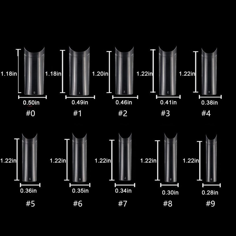 HWHUNO Long Straight Half Cover Tapered XL Square Nail Tips No C Curve,Clear ABS False Nails Medium for Manicure Salon Professional and Home DIY