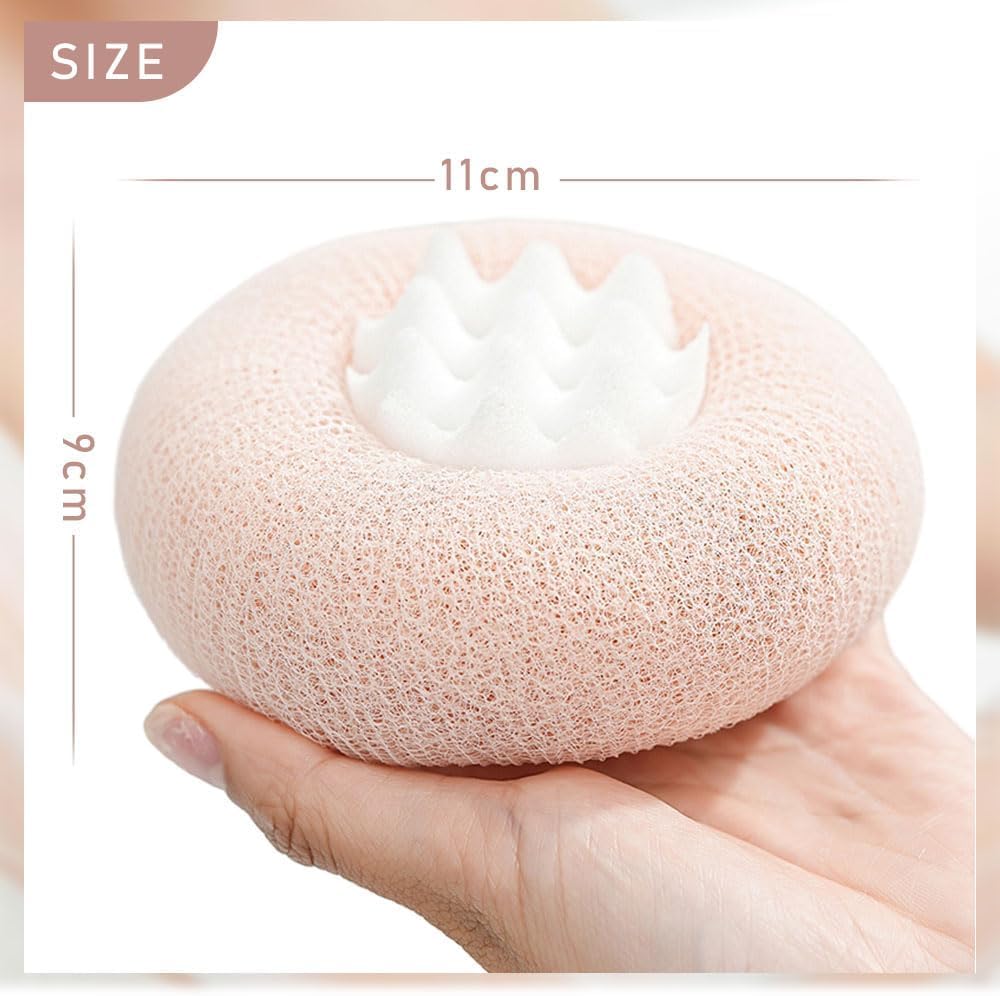 Super Soft Sunflower Suction Cup Bath Ball, ponge Mesh Pouf Shower Ball for Women, Men Shower,2024 Upgraded 2-in-1 Sunflower Bath Ball,Exfoliating Bath Sponge Cleaning Brush. (Purple+Green)