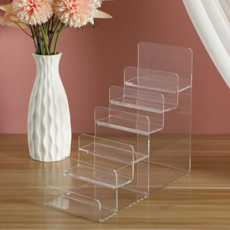Cabilock 2Pcs 6-Tier Acrylic Clear Purse Rack, Transparent Handbag Organizer, Multi-Layer Jewelry Display Stand for Wallets, Glasses, Watches, and Accessories