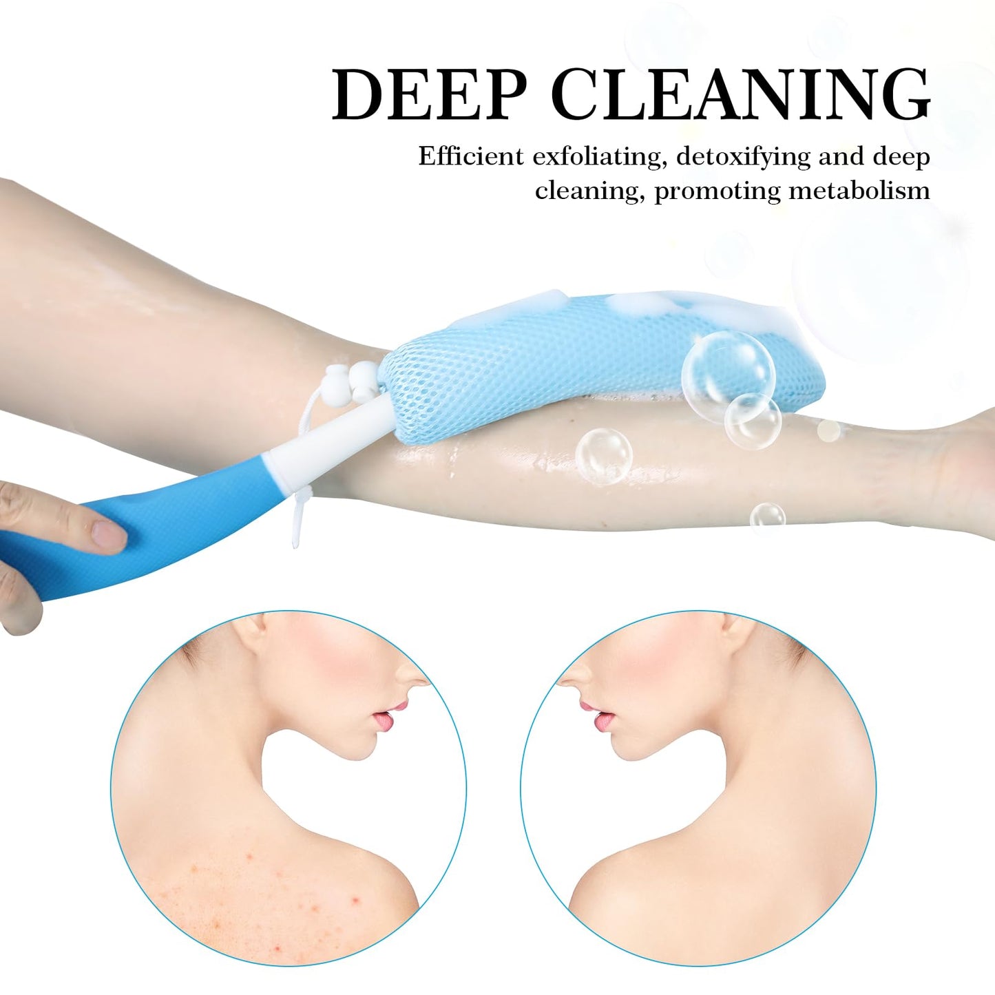 Leetye Mei Long Handled Shower Brush, Non-Slip Long Handle Bath Brush, Back Body Brush Gentle Exfoliating and Lather Well Deep Cleansing Long-Lasting for Body