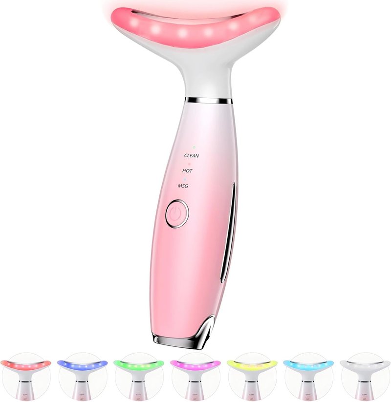 Dopsikn 7 Color Galvanic Machine - Red Light Therapy Face Massager for Wrinkles & Double Chin | Pink