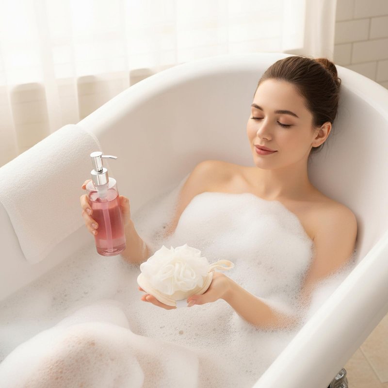 Nogeqi 2Pcs Natural Loofah Sponge with Strap, Natural Travel Loofah Gentle Exfoliating Round for Women Men Shower Bath