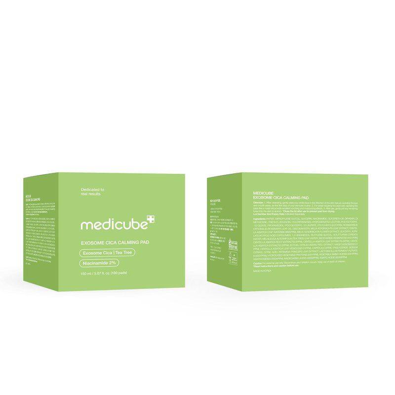 medicube Toner Pads Exosome CICA Tea Tree Calming Toner Pad for Sensitive Skin | Centella Asiatica for Redness, Breakouts | Low-irritating & Hydrating Care | Korean Skincare, 100 Pads (1 Pack)