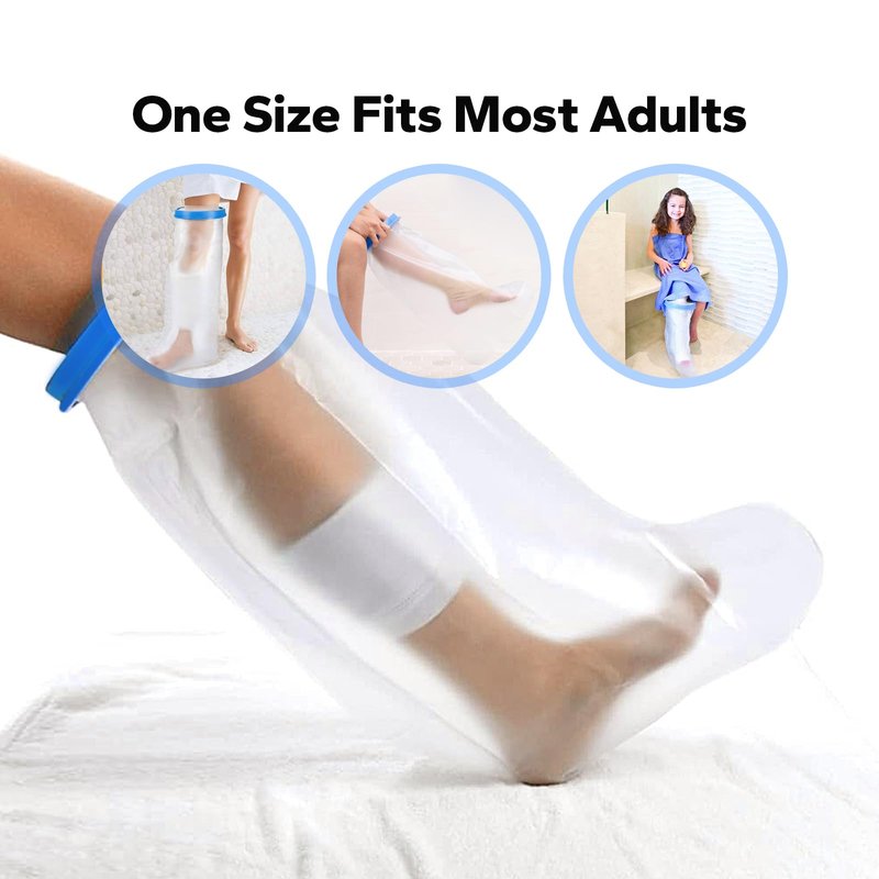 Komoko Cast Covers for Shower Leg, Leg Cast Cover for Showering, Waterproof Cast Shower Cover Leg, Reusable Keeps Wounds Dry Cast Protector for Shower Leg Adult for Surgery Leg, Ankle, Foot, Knee