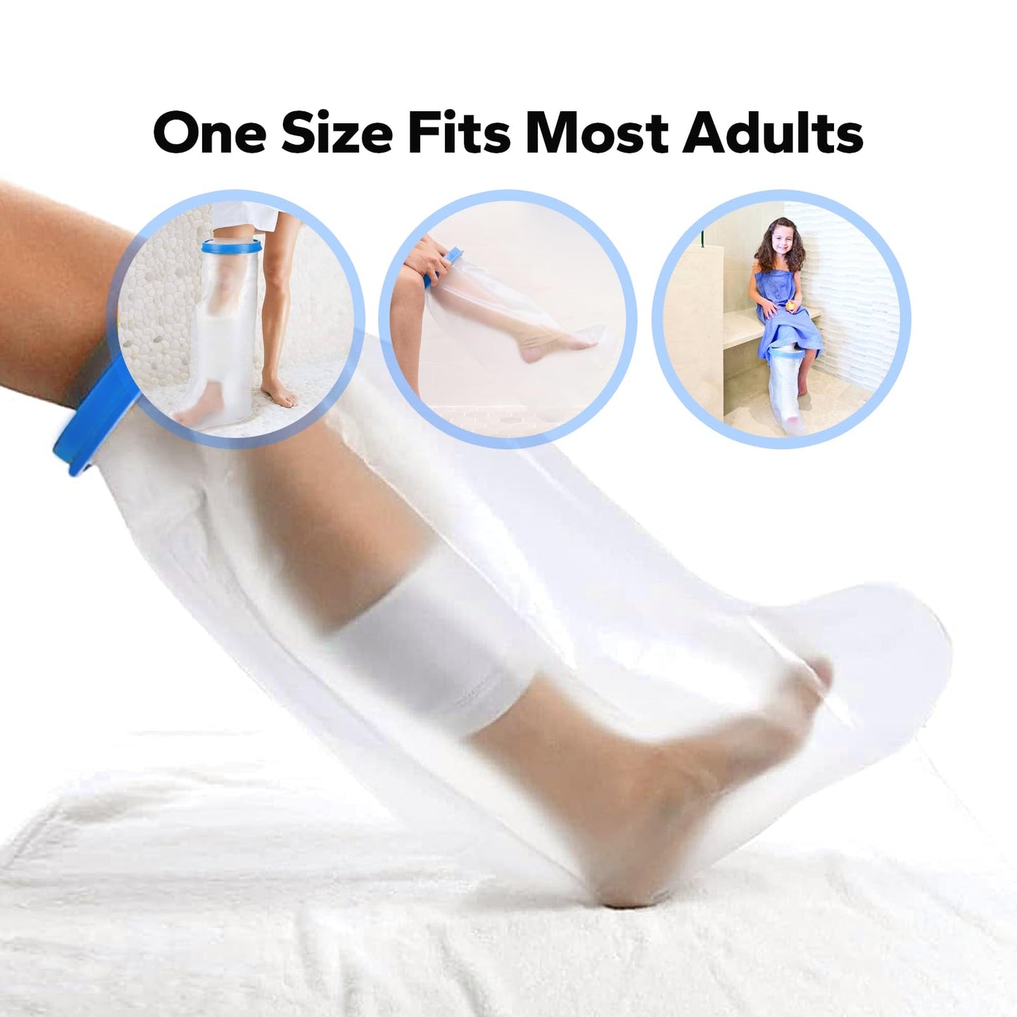 Komoko Cast Covers for Shower Leg, Leg Cast Cover for Showering, Waterproof Cast Shower Cover Leg, Reusable Keeps Wounds Dry Cast Protector for Shower Leg Adult for Surgery Leg, Ankle, Foot, Knee