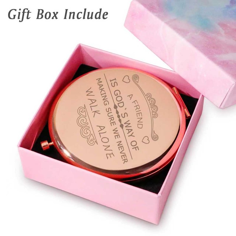 Friendship Gifts for Women Girls, Personalized Gifts for Friend BBF Bestie, Custom Compact Mirror for Birthday, Graduation, Mother Day, Basket Stuffers