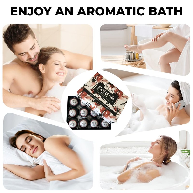 Bath Bombs for Women Relaxing with Inspirational Messages, 12 Natural and Organic Bath Bombs with Essential Oils & Skin Moisturizing Shea Butter. Birthday Gift, Appreciation Gift for Wife Girlfriend