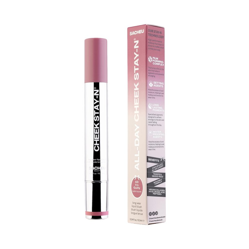 Sacheu Cheek STAY-N Liquid Blush for Cheeks — High Pigment, Buildable, Lightweight Cream Blush for Dewy & Radiant Flushed Cheeks — Long-lasting & Cruelty Free, I'm Guilty
