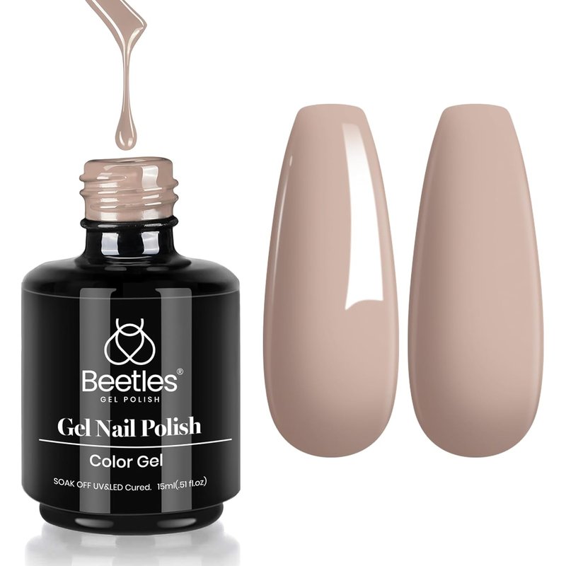 Beetles Brown Gel Nail Polish - 15ml Kim Brown Neutral Beige Tan | Soak Off UV LED Nail Art for DIY Manicure