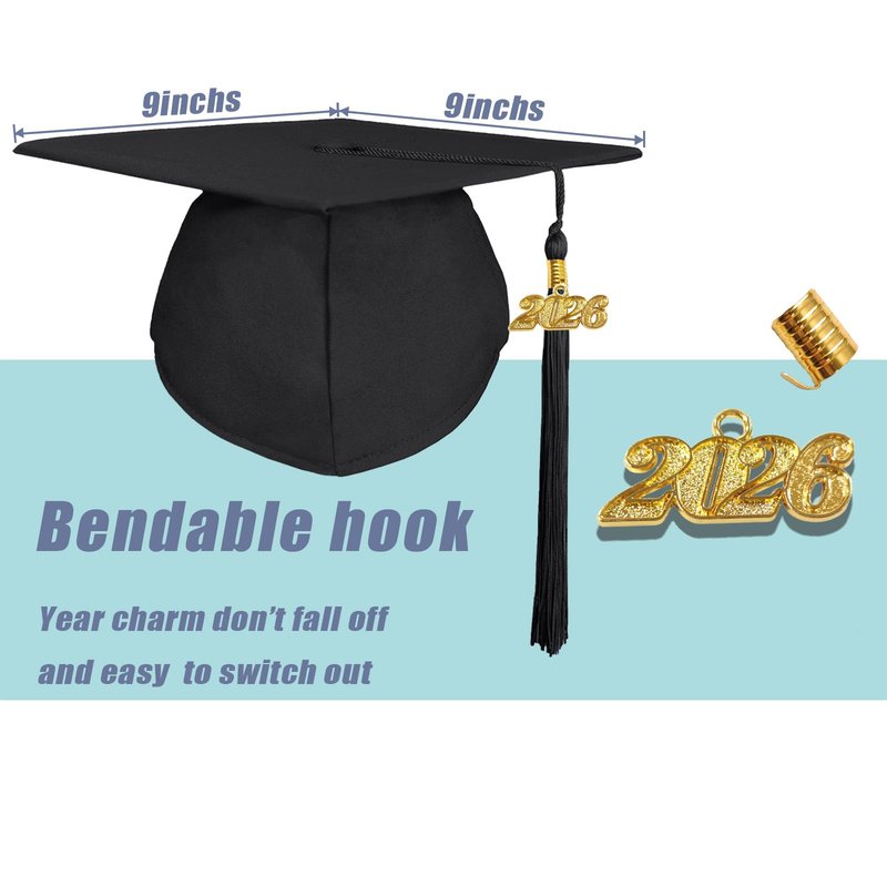 GradPlaza Matte Graduation Cap and Gown 2026 Year Middle High College School Black Cap and Gown Size 48 Robe