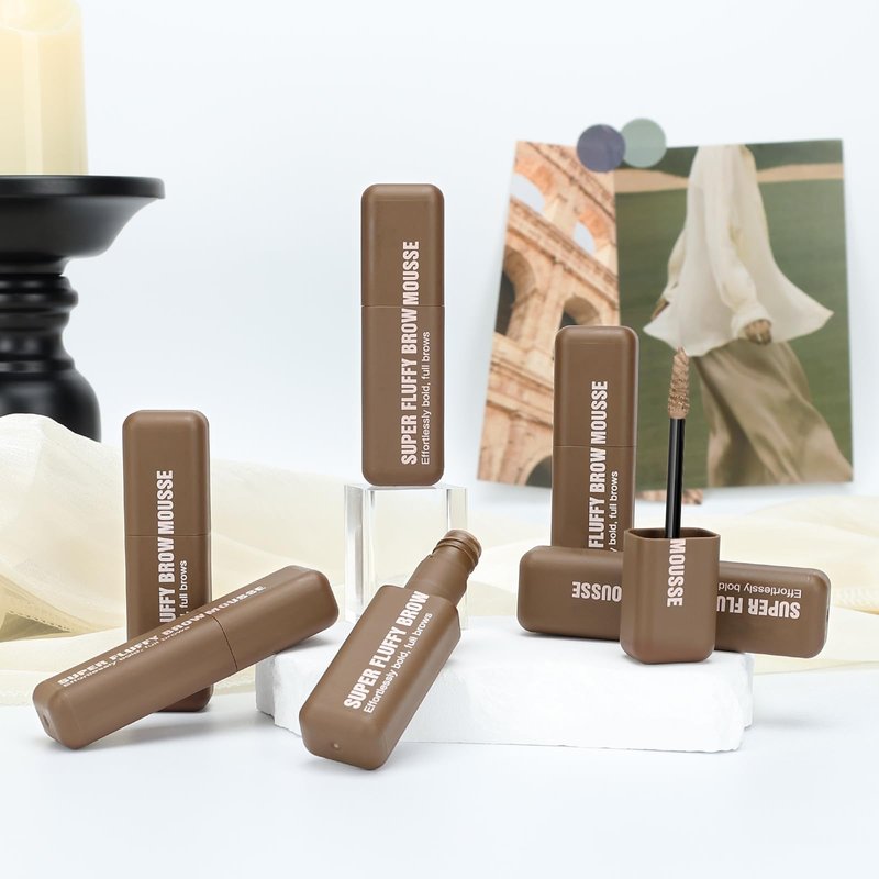 Brow Super Fluff Eyebrow Mousse with Brush, Volumizing and Tinted Thickening Eyebrow, Easy-to-Use, Long-Lasting, Waterproof for Fluffy Brow Mouse, Black Brown