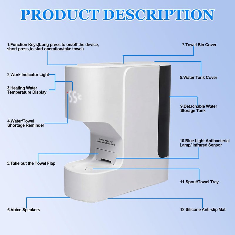 2026 New Hot Face Towel Heater Machine, Towel Warmer, Warmer Heater Machine with 5-Second Heating to 55°C (131°F), Smart Voice Alert for Home Salon, Spa (with 20towels)
