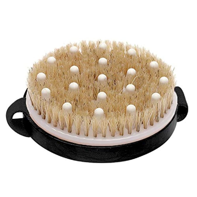 Avilana Exfoliating Dry Brush for Wet or Dry Brushing, Body Brush with Natural Bristle,Glowing Skin, Cellulite Treatment, Lymphatic Drainage and Improved Circulation (Black-Oval)