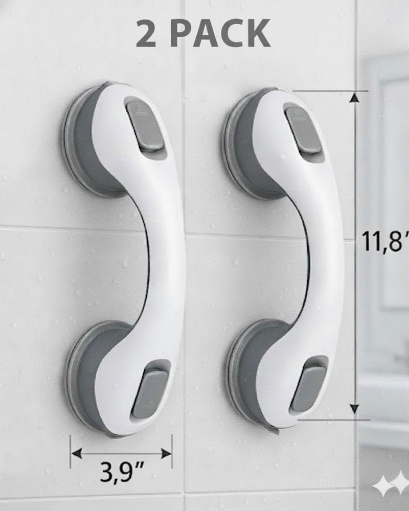 2 Pack Grab Bars for Bathtubs and Showers, Shower Handles for Elderly Seniors bar Safety 500 lbs Walls Handicap Heavy Duty Holder Hooks to Lift Large Tile Glass Suction Cups Tool