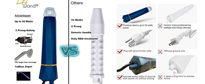 Lift Wand 2.0 Facial Anti-Aging Skin Therapy Wand Up to 20 Watt Power Includes 5 attachments w/Exclusive Nose Attachment w/ 3 Prong Safety Cord