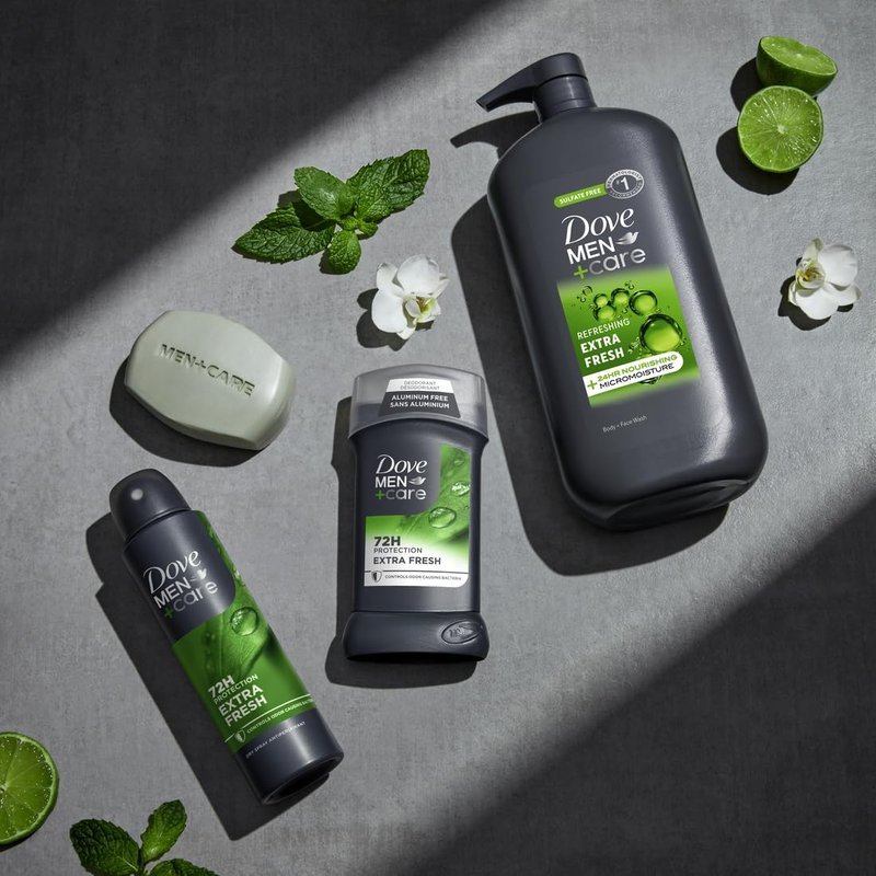 DOVE Men + Care Body Wash and Face for Fresh, Healthy-Feeling Skin Extra Fresh Cleanser That Effectively Washes Away Bacteria While Nourishing Your 13.5 oz