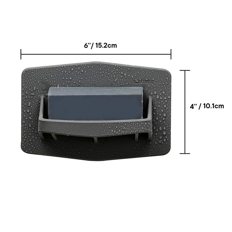 TOOLETRIES The Benjamin Soap Holder, Silicone Holder for Shower, Draining Soap Dish & Bathroom Organizer with No Residue Adhesive, Removable & Reusable - Charcoal
