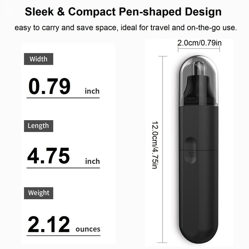 Ear and Nose Hair Trimmer Clipper - Painless Eyebrow & Facial Hair Trimmer for Men Women, Portable Battery Operated Nose Hair Trimmers with IPX7 Waterproof Dual Edge Blades for Easy Cleansing