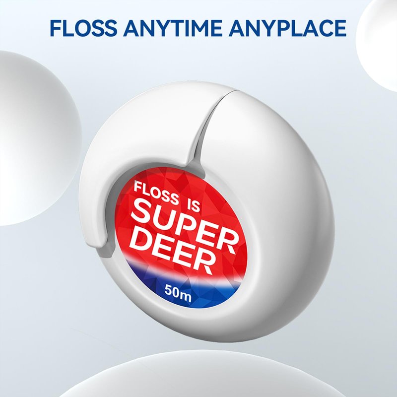Super Deer Waxed Dental Floss, Plaque Remover for Teeth, Shred Resistant, Floss Slides Smoothly, Easy to Use, Waxed, Deep Cleaning Teeth, Oral Care, for Adults & Kids, 1 Pack, 55 yd (1)