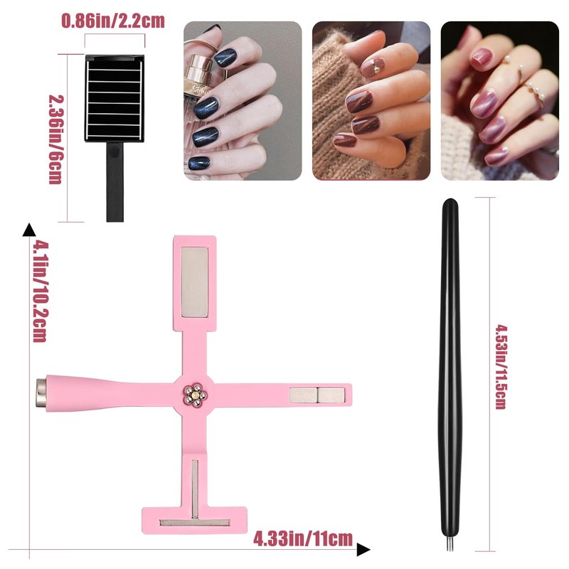 11Pcs Cat Eye Magnet Set for Nails Art, 5 in 1 Multifunction Nail Magnets for Cat Eye Gel Nail Polish, Magnetic Sticks Nail Design Glassy Moon French Flower Heart Cats Eye Effect Manicure DIY