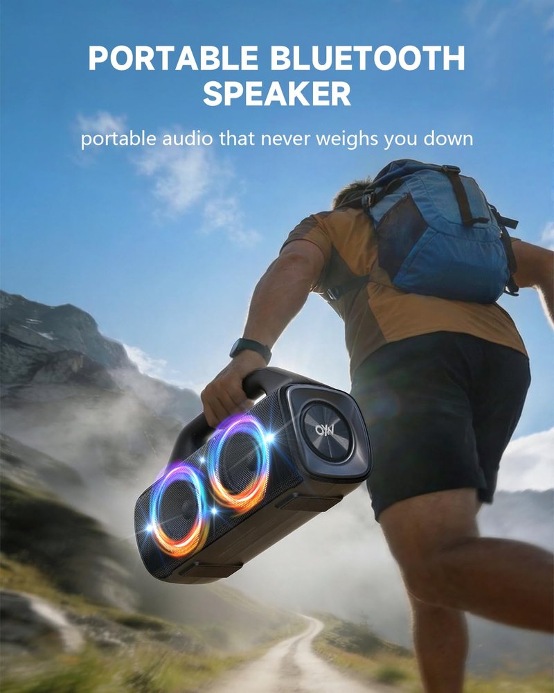 OYW IPX67 Waterproof Bluetooth Speaker:80W(Peak) Loud Outdoor Portable Wireless Party Speakers with LED Lights,20H Playtime,Bluetooth 5.3,Deep Bass & TWS for Pool,Beach