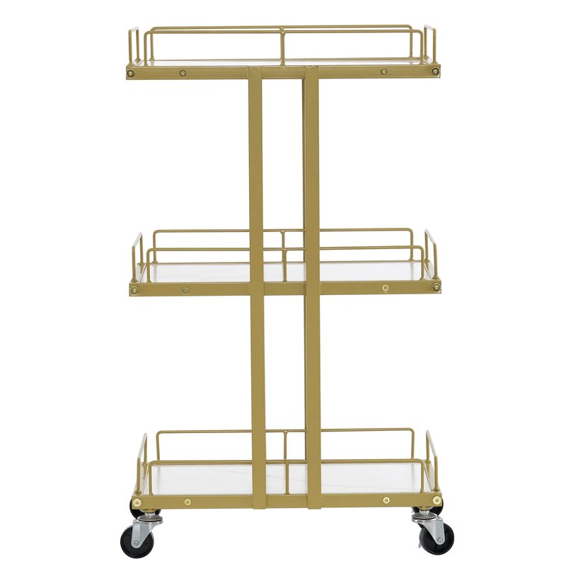 BarberPub Salon Trolley Multi-Functional Salon Cart with 3 with Drawers Engineered Wood Shelves Rolling Cart Manicure Beauty Equipment 2061 (White)