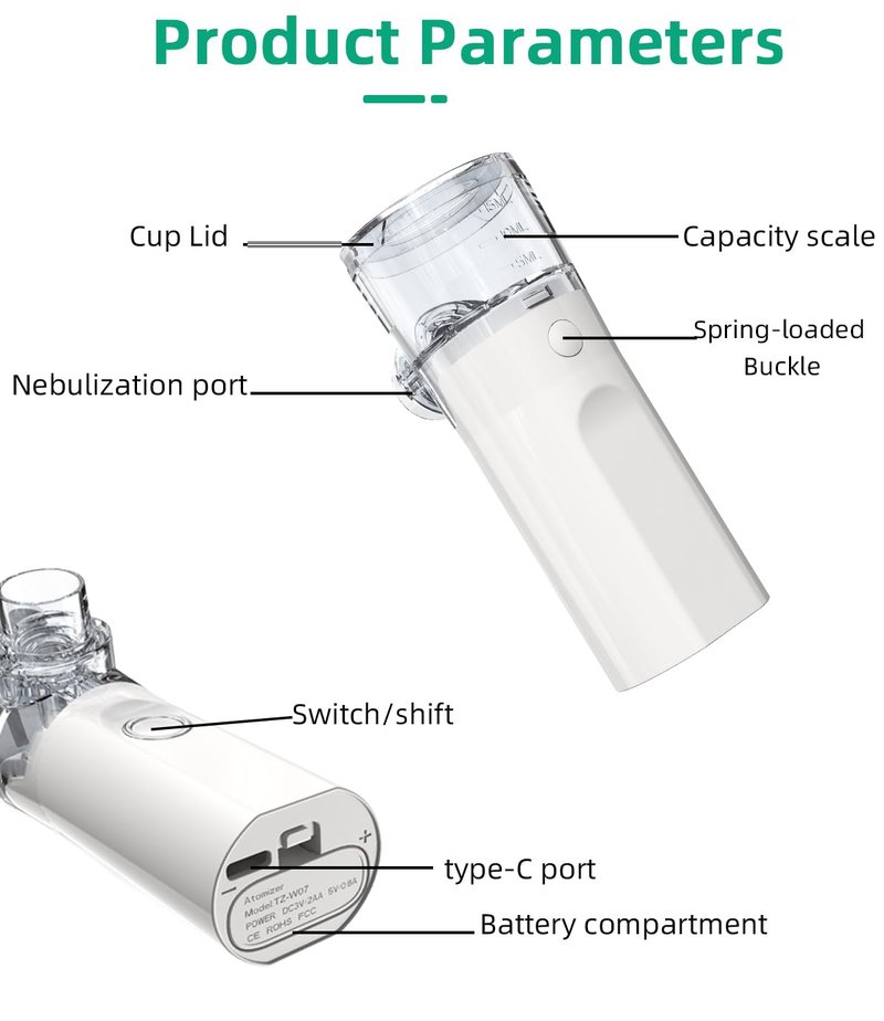 Portable Pet Nebulizer for Cats & Dogs - Handheld Cool Mist Steam Inhaler for Breathing Problems - USB Rechargeable for Home, Travel & Car Use - Veterinary Respiratory Relief Device
