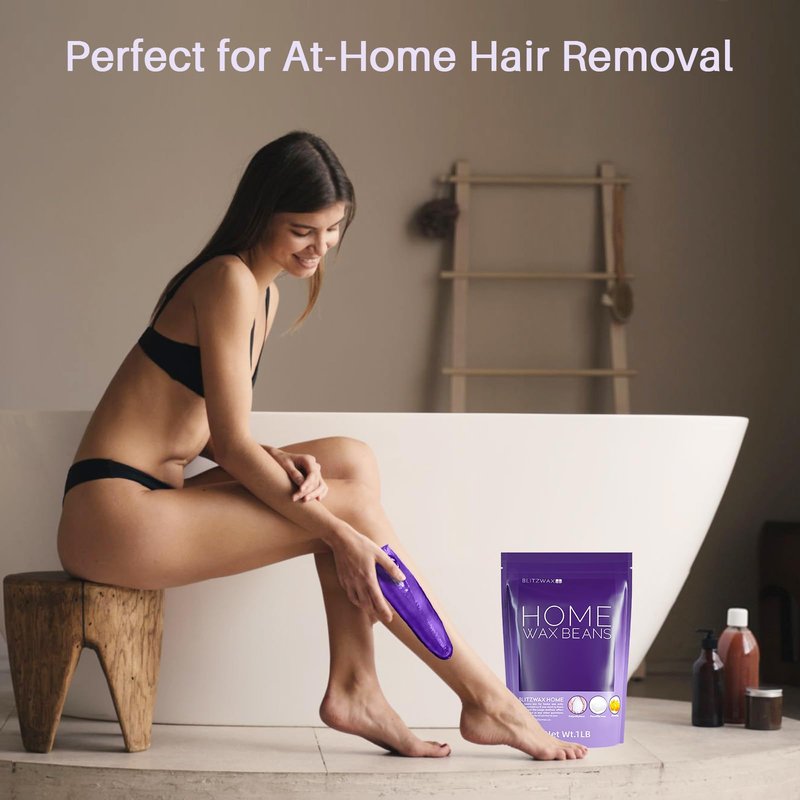BLITZWAX Lavender Hard Wax Beads for Hair Removal - 1lb Coarse Hair Formula - Painless Wax for Sensitive Skin, Face, Full Body, Bikini - At-Home Waxing Beads for Women Men