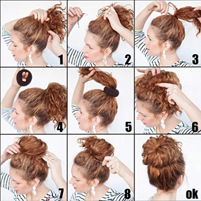 NICEMOVIC Bun Maker, 2PCS Medium Hair Donut Shaper, Ring Style Bun for Short and Thin Hair (3 Inch/Brown)
