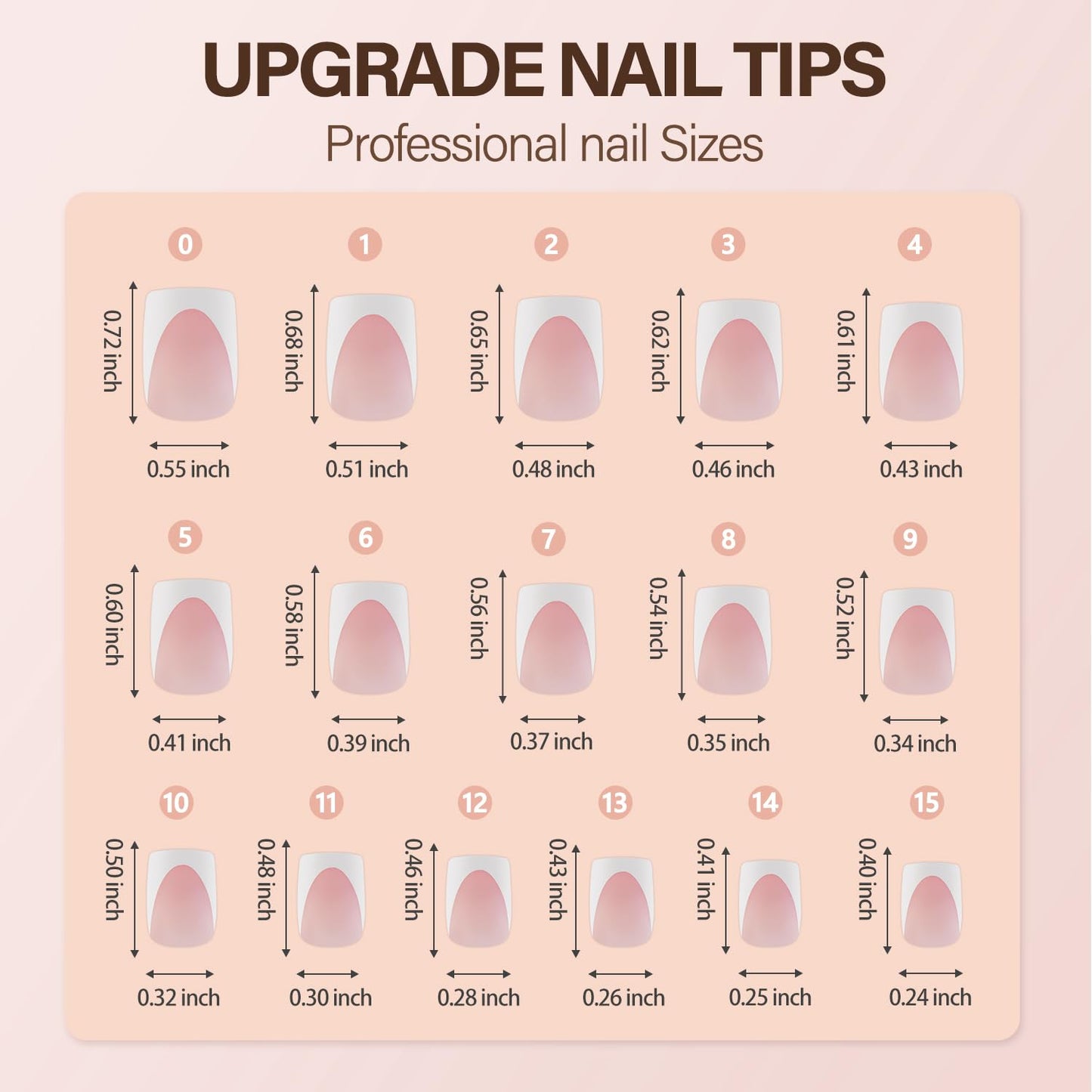 Vansiho Deep French Gel Nail Tips, 150Pcs Short Square Nail Tips, Pink Soft Gel French Tips Press on Nails, Fake Nails for Nail Art DIY 15 Sizes