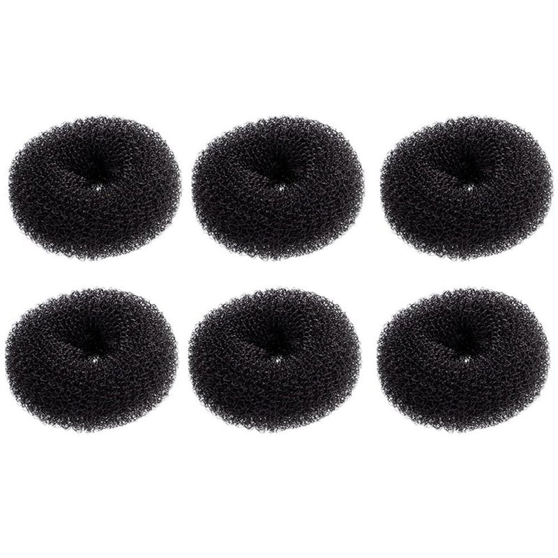 Extra Small Hair Bun Maker for Kids, 6 PCS Chignon Hair Donut Sock Bun Form for Girls, Mini Hair Doughnut Shaper for Short and Thin Hair (Small Size 2 Inch, Black)
