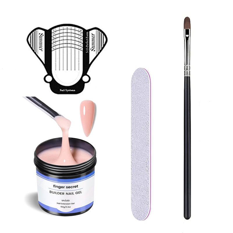 Builder Gel for Nails - Hard Gel for Nail Extensions & 3D Sculpting | White, Transparent, Pink, Nude - 5.3 fl oz (150 g)