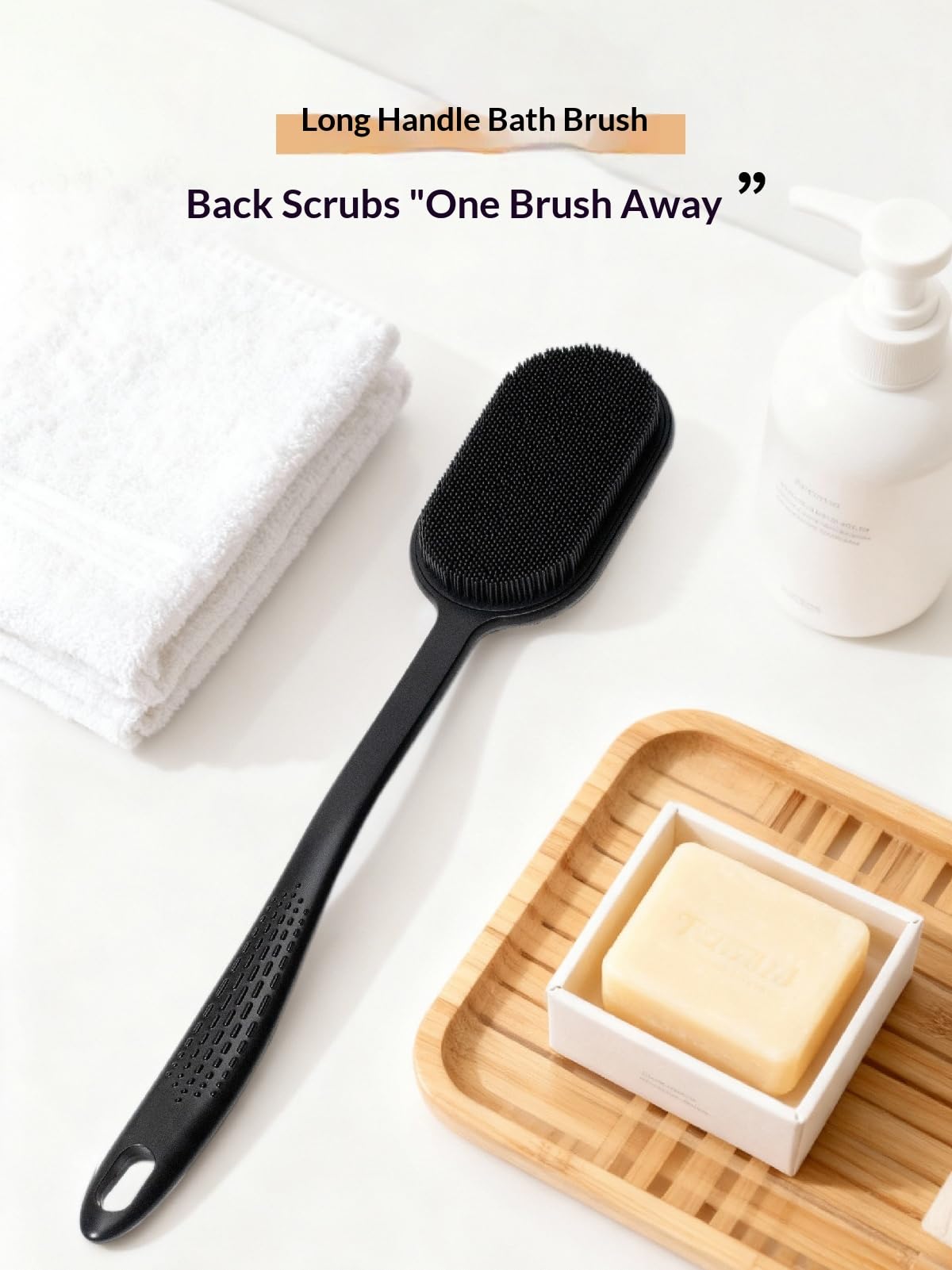 HOKLNUSE Silicone Body Scrubber Dual Sided Back Scrubber Shower Exfoliating Body Brush with Ergonomic Handle and Hook
