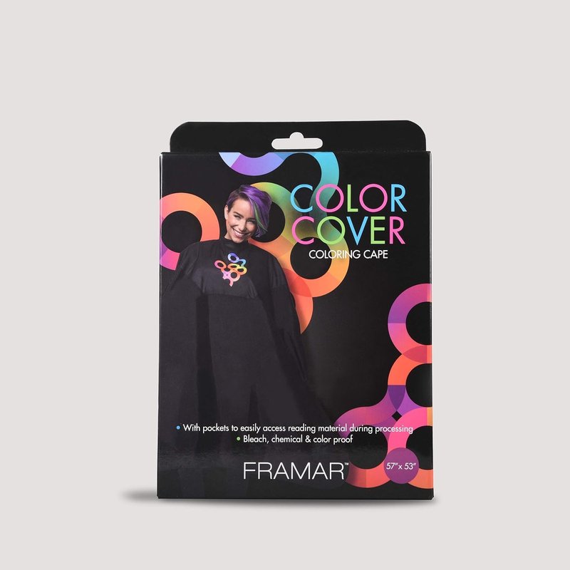 FRAMAR Color Cover Salon Cape - Hair Dye Cape with Snap Closure & Rubberized Chest | Professional Cosmetology Tool