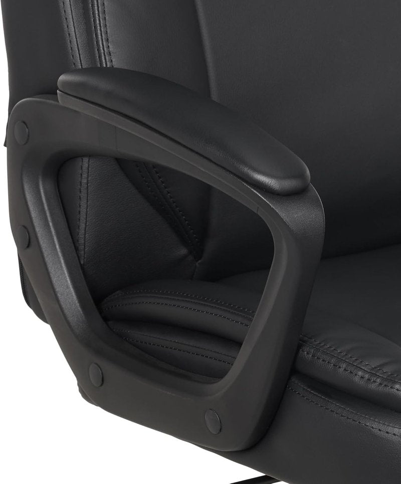 Classic Puresoft PU Mid-Back Office Desk Chair - Sturdy Metal Base, Easy Assembly, 275lb Support | Black 26"D x 23.75"W x 42"H