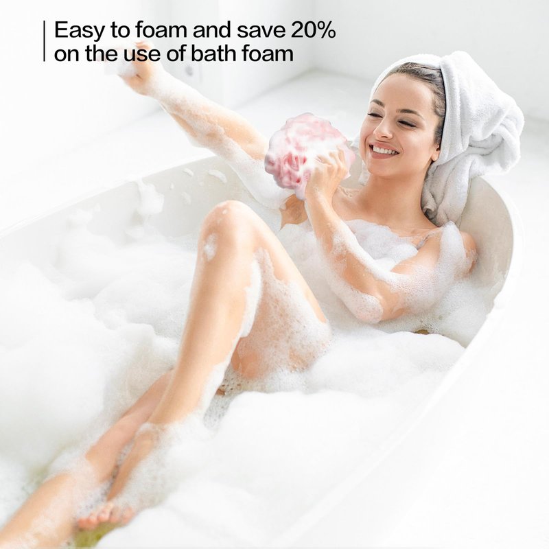 Fishent Loofah Bath Sponge Shower Loofahs, Pack of 4 Pink Soft Loofa Exfoliating Body Scrubber Mesh Shower Puff Pouf Ball Luffa for Women(50g/pcs)