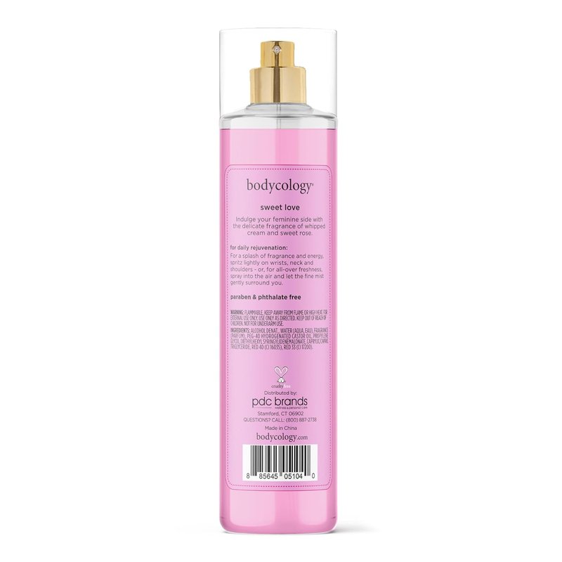 Bodycology Long-Lasting Fragrance Body Mist, Sweet Love, 8 fl oz (Pack of 2)