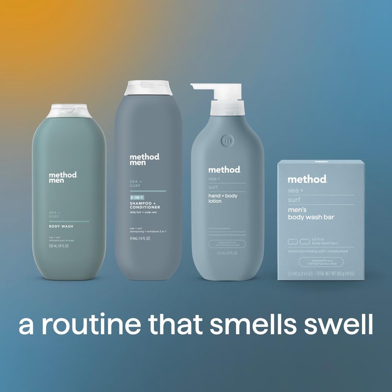Method men's Body Wash, Sea + Surf - Moisturizes & Cleanses, Made without Parabens or Phthalates, Cruelty-Free, 18 fl oz - 6 Pack