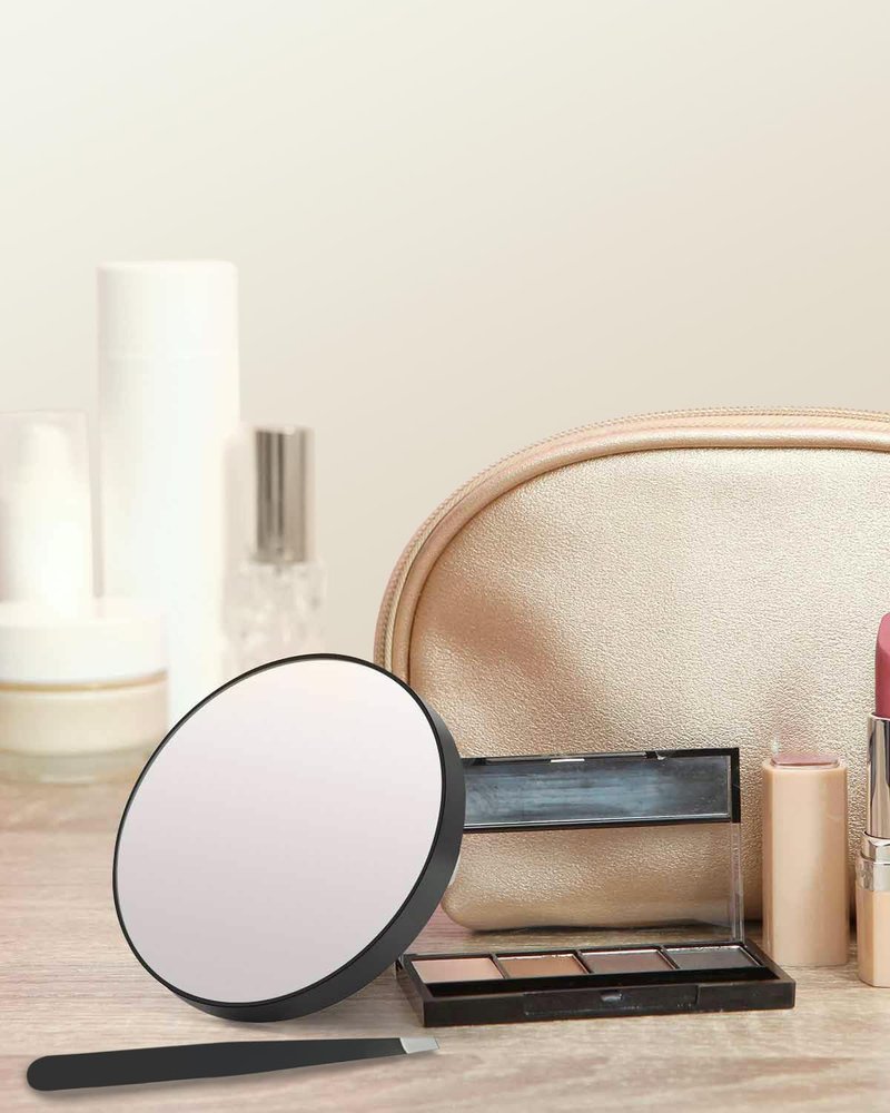 20X Magnifying Mirror with Eyebrow Tweezers Kit - Travel Set with 3.5" Suction Cups