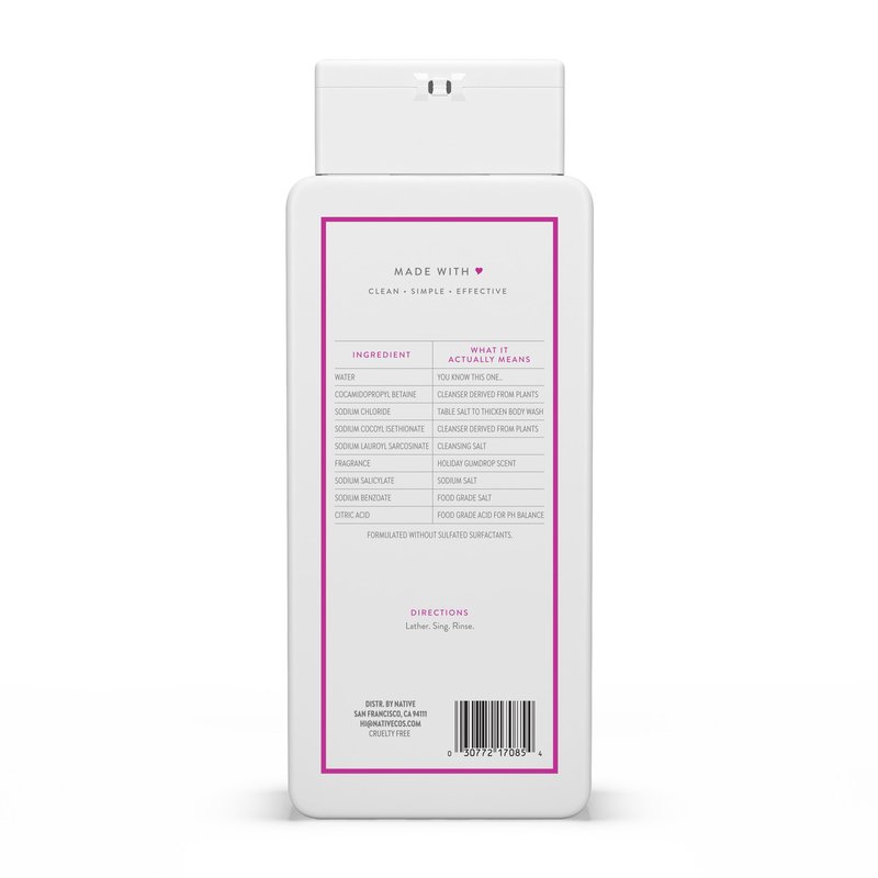 Native Body Wash, Holiday Edition, Holiday Gumdrop Scent, Contains Naturally Derived Ingredients | For Women & Men, Sulfate, Paraben, & Dye Free Leaving Skin Soft and Hydrated | 18 oz