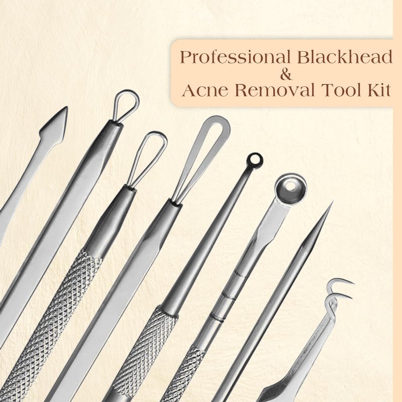 22 Pcs Pimple Popper Tool Kit 410 Stainless Steel Blackhead Remover Tools, Pimple Extractor Tool Kit for Blackheads, Blemish, Comdone, Acne, Zit, and Whiteheads for Face & Nose