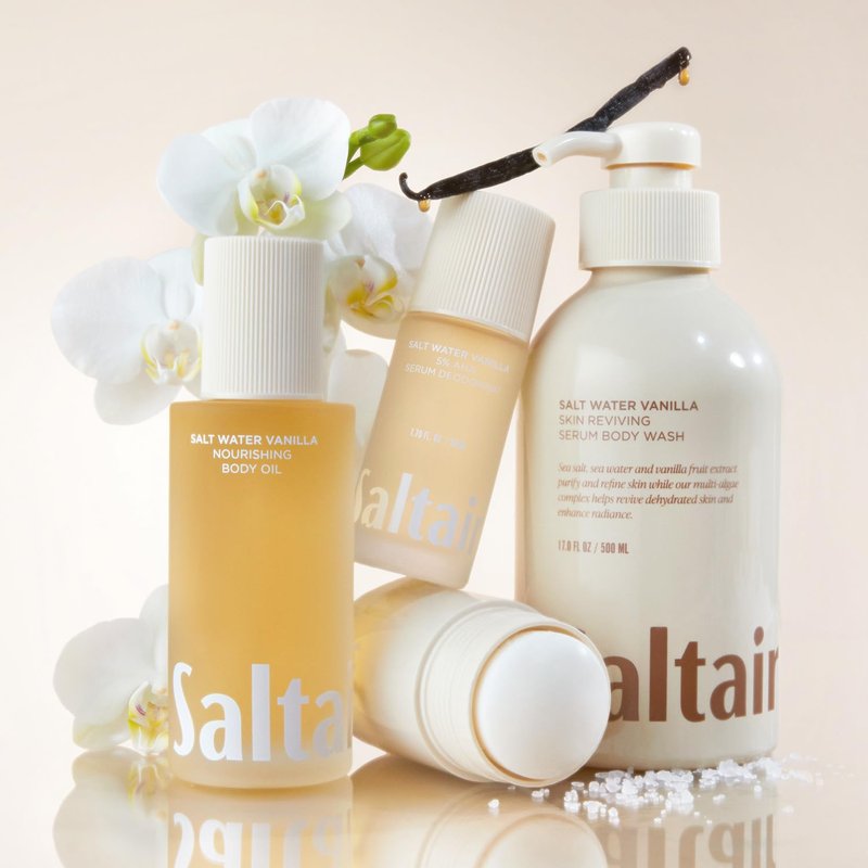 Saltair Body Oil - Luxurious Salt Water Vanilla After Shower and Bath Oil for Women and Men. Botanical, Non-Greasy, Well-Absorbing Moisturizer for Hydrating Dry Skin – 4oz Bottle