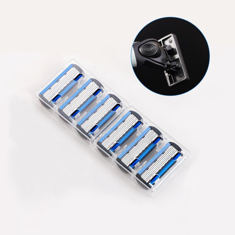 Mens Razor 6 Blade Refills,6 Blade Razor Cartridges with Lubricating Strip,Delivers a Clean, Close Shave,18 Count - blue