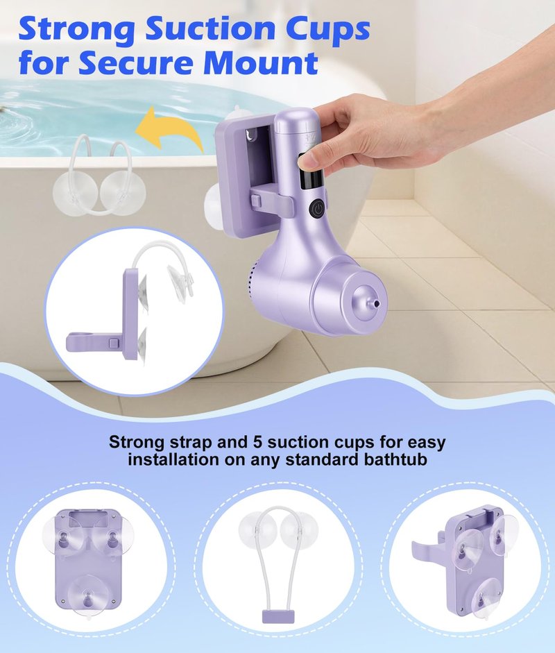 Bath Jet Spa for Tub, 10400mAh Rechargeable Bathtub Jet with Smart Temperature Sensor & LED Display, Portable Jet Spa with Bubble/Jet Mode & Adjustable Speed, IPX8 Waterproof for Daily Home Spa