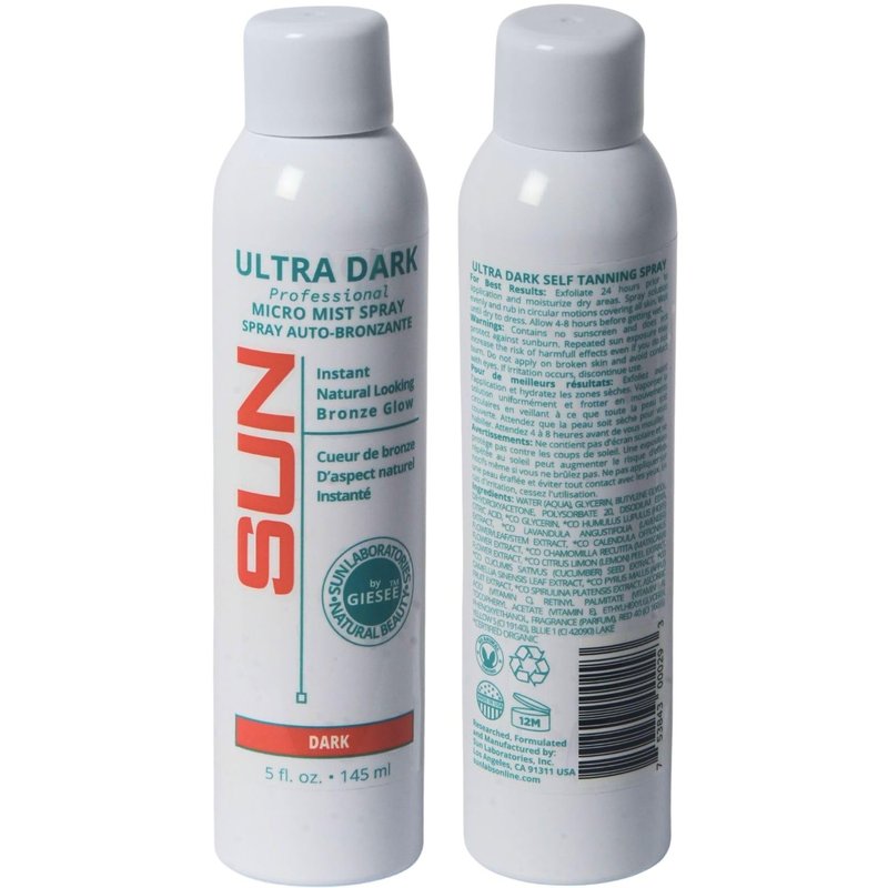 Sun Laboratories By Giesee Ultra Dark Spray Can - Spray Tan Self Tanner | Sunless Tanning Mist | Tanning Spray for Face and Body | Self Tan Mist | Sunless Tanner for Ultra Dark Tan