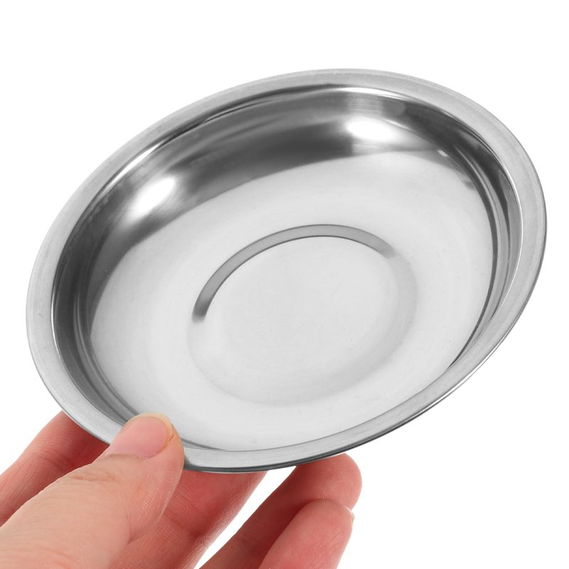 Hemoton 10Pcs Stainless Steel Sauce Dishes 3.93 Inch Round Mini Plates for Condiments Mustard Appetizers Bbq Sushi Snack Serving Home Restaurant
