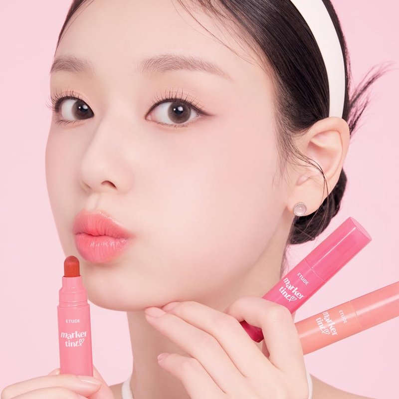 Etude Dear Darling Marker Tint - Hydrating Pink Tangerine Lip Stain | Long-Lasting, High Pigment Formula (5g)